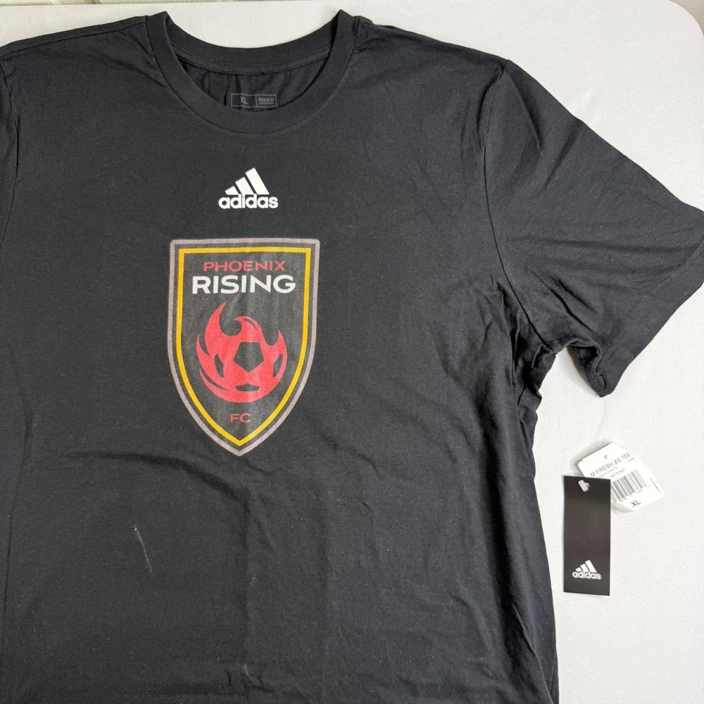 Adidas Phoenix Rising FC Mens XL Black Graphic T-Shirt Soccer Fan Tee New Tag